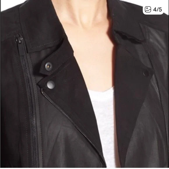 PAIGE Silvie Black Leather and Suede Jacket - Picture 5 of 8